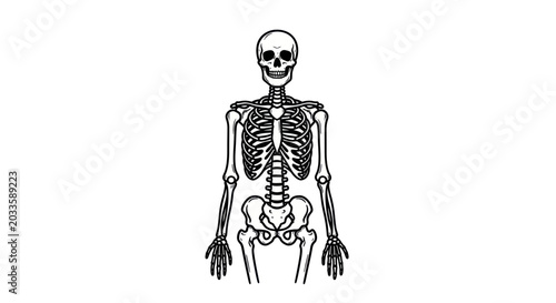 Photos Human Skeleton Anatomical Illustration Black and White