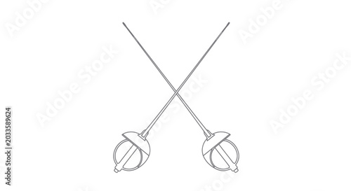 Cuadro en lienzo Crossed Fencing Swords Outline Icon, Sport Competition Symbol, Vector Illustrati