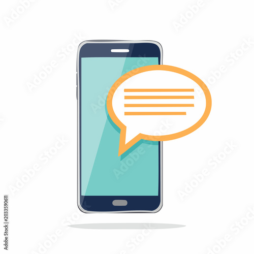 Smartphone with a speech bubble notification