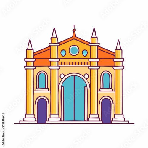 Stylized Illustration of a Classical Building Facade