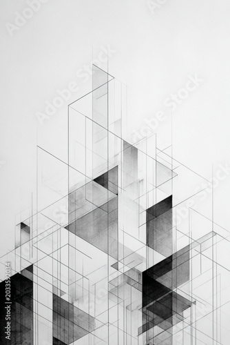 Geometric Architectural Structure With Overlapping Transparent Cubes For Design Concepts