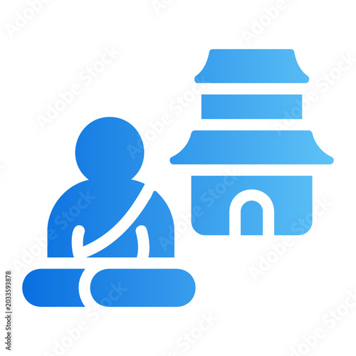 Photography Buddha temple Line Gradient Icon