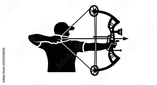 Tableau sur toile Archer Silhouette Aiming Compound Bow