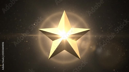Glowing golden star on dark background