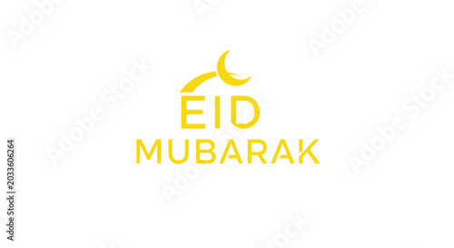 Foto Eid Mubarak Crescent Moon and Star Greeting - Islamic Holiday Celebration