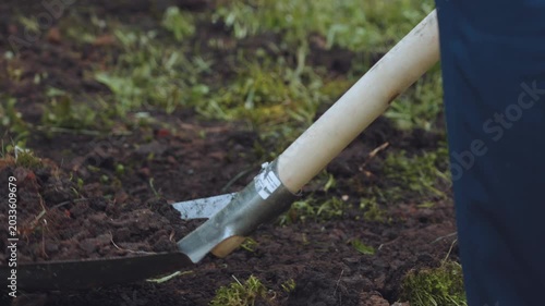 Shoveling the earth, dig, bury the earth