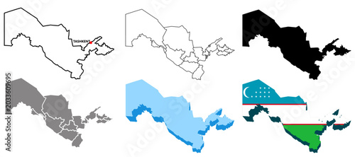 Fotografía set vector Uzbekistan map infographic icon collections