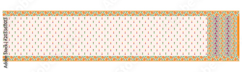 Traditional Indian Saree with Floral Pattern and Border
