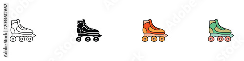 Bild auf Leinwand Roller skate and inline skating icon set