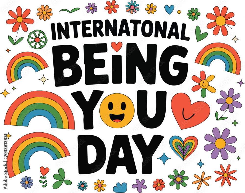 Fototapeta premium INTERNATIONAL BEING YOU DAY vector illustration isolated on white background