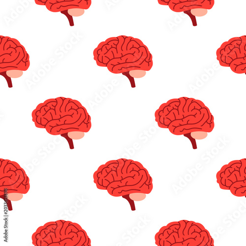 Vászonkép Seamless pattern of red human brains isolated on a transparent background for me