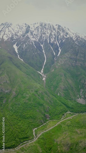 Aerial view of the mountains in spring