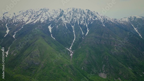 Aerial view of the mountains in spring