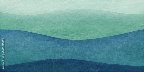 Fotografie Abstract watercolor waves in serene shades of blue and green create a calming and harmonious visual flow, suggesting gentle movement and natural beauty