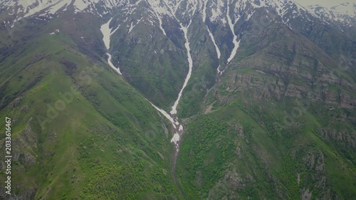 Aerial view of the mountains in spring