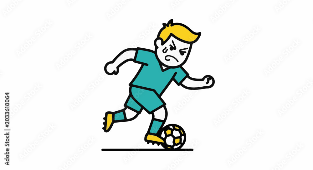 Fototapeta premium Angry Soccer Player in Action with Ball