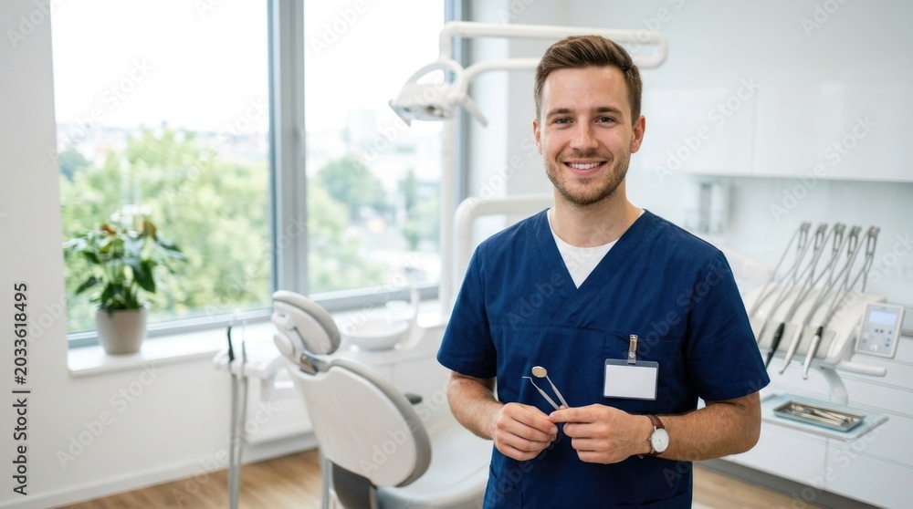 Fototapeta premium Young Medical Professional in Contemporary Clinic Interior