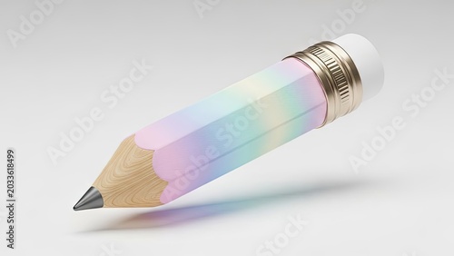 Thick rainbow pastel pencil with white eraser.