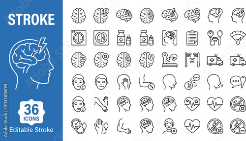 Bild auf Leinwand Stroke medical icons in line style