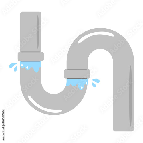 水漏れしている排水管のシンプルイラスト