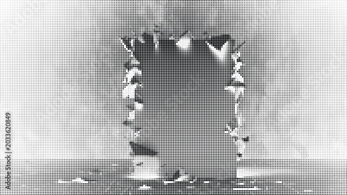 Φωτογραφία A large rectangular object emerges from a wall with debris on the floor