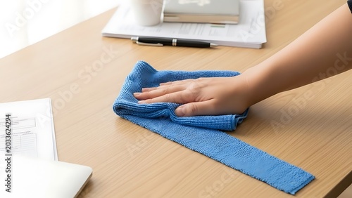Hands holding blue and orange striped striped socks.