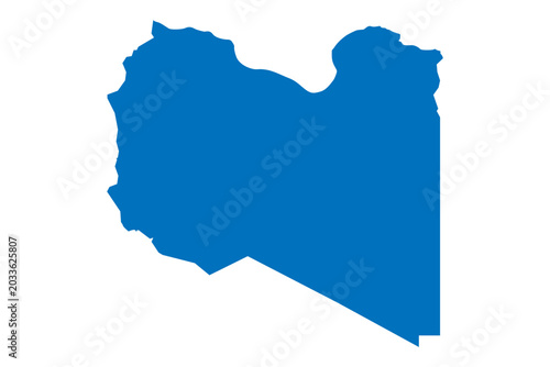 Photos Libya map silhouette in solid blue vector graphic style isolated for design layo