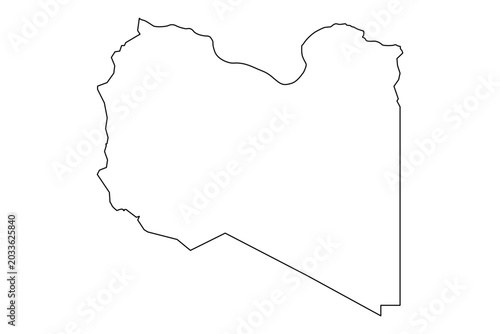 Foto Libya map silhouette with clean line art outline and white color fill vector ill
