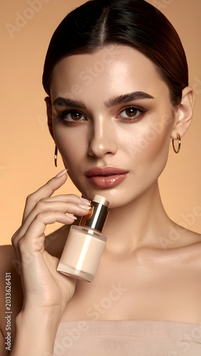 young woman applying make up