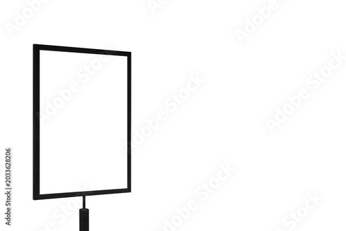 Blank Black Sign Frame Mockup on White Background. Cilling path.