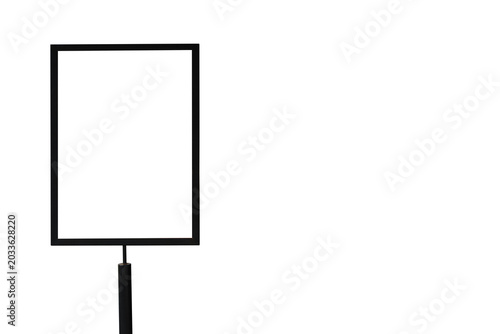 Blank Black Sign Frame on Stand Isolated on White Background