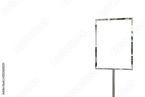 Blank Metal Sign Frame on Pole Isolated with Copy Space