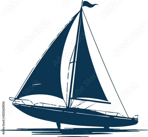 Schilderij op canvas sailboat logo template lineart mast hull and sails