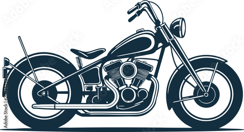 Bild auf Leinwand motorcycle icon badge vector line art wheel exhaust suspension spring