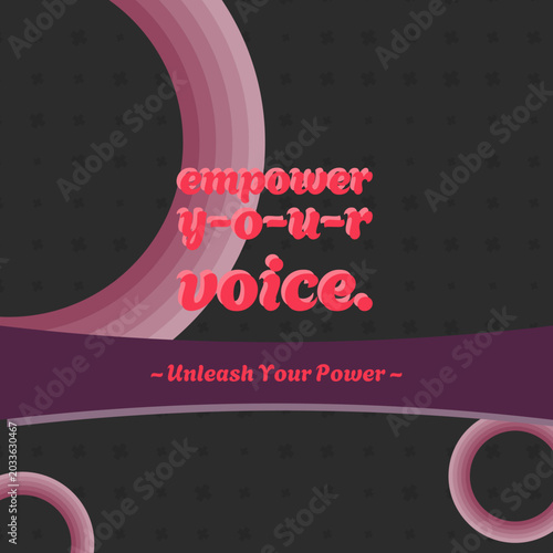 Dark gothic velvet typography treatment for EMPOWER YOUR VOICE. with dynamic cruciform texture pattern and