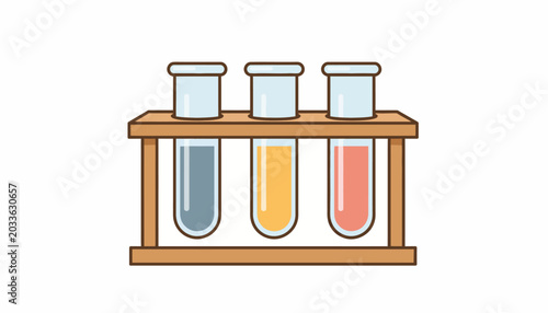 Fotografie Test tube rack, laboratory equipment, science icons, colorful tubes, lab supplie