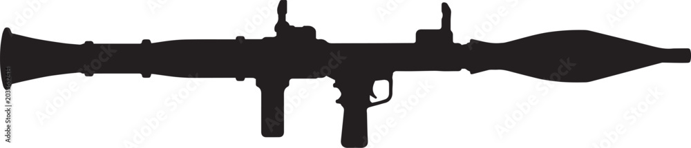 Fototapeta premium Black silhouette of a rocket launcher.