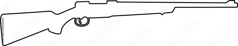 Fototapeta premium Rifle for hunting outline silhouette.