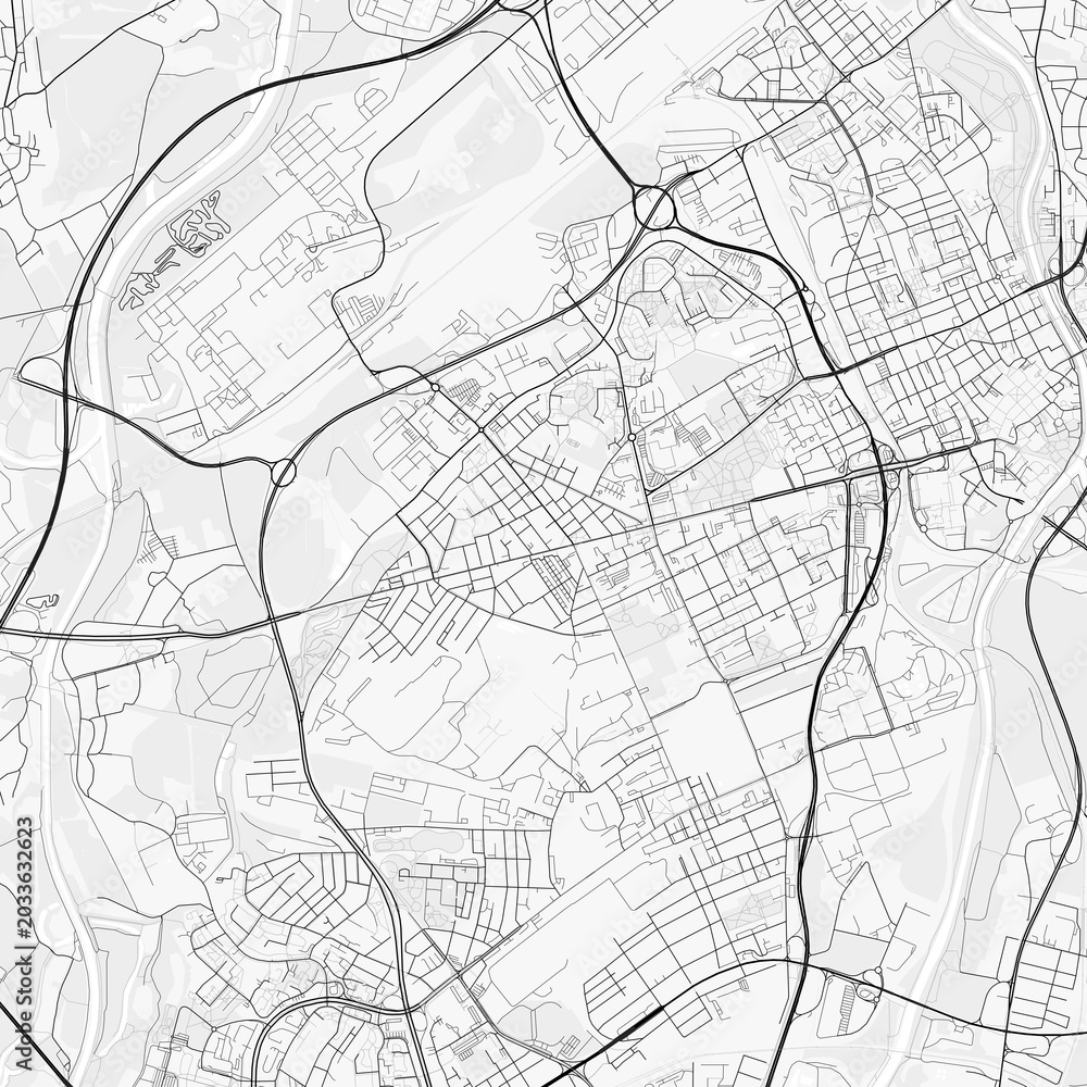 Fototapeta premium Ostrava City Map. Minimalist black and white line art poster for printing, wallpaper, wall art, and map resources for home and office decor