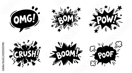 Konstfotografi Comic book sound effect speech bubbles, graphic design elements, words and phras