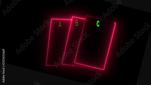 glowing neon playing card icon isolated on black background.