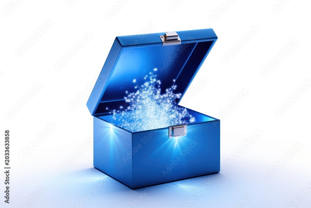 Fototapeta premium Box blue white background container.