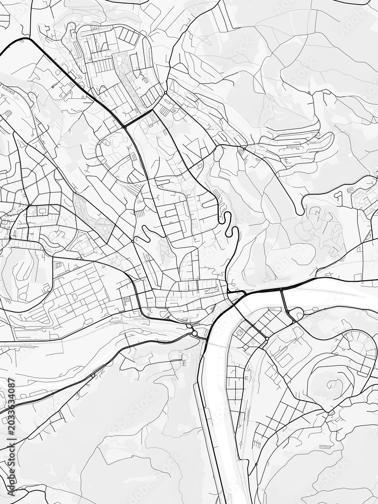 Obraz premium Ústí nad Labem City Map. Minimalist black and white line art poster for printing, wallpaper, wall art, and map resources for home and office decor