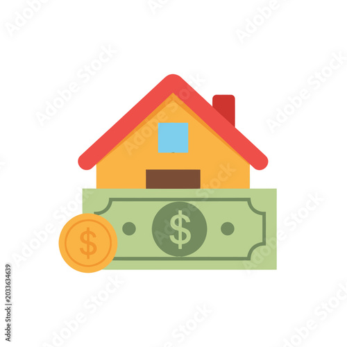 Obraz na płótnie House with money and coin.