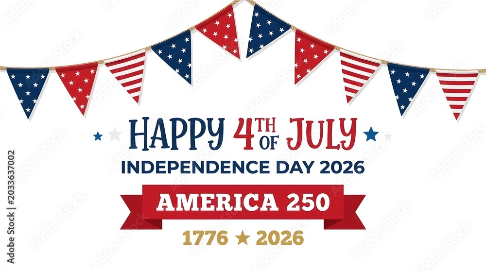 Obraz premium Happy 4th of july independence day banner with american flags