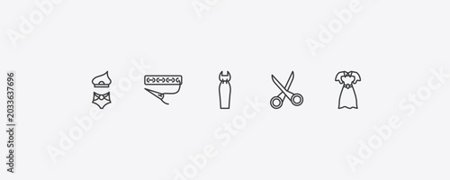 Bild auf Leinwand woman clothing outline icon set