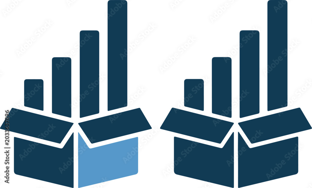 Fototapeta premium Open box with bar chart icon