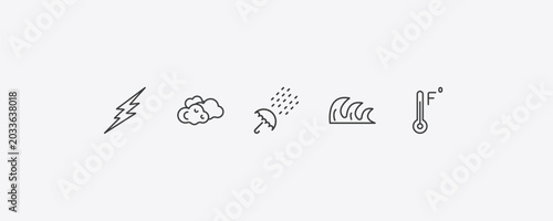 Bild auf Leinwand weather outline icon set