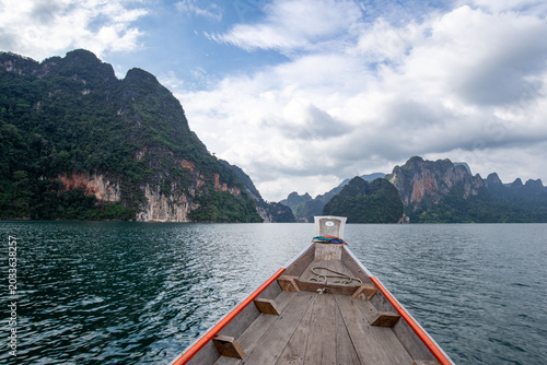 Canvastavla The most beautiful Viewpoint Ratchaprapha Dam (CHEOW LAN DAM)Guilin of Thailand in Surat Than,Thailand