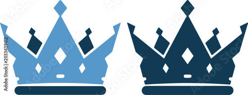 Canvastavla Two crown icons in different blue shades